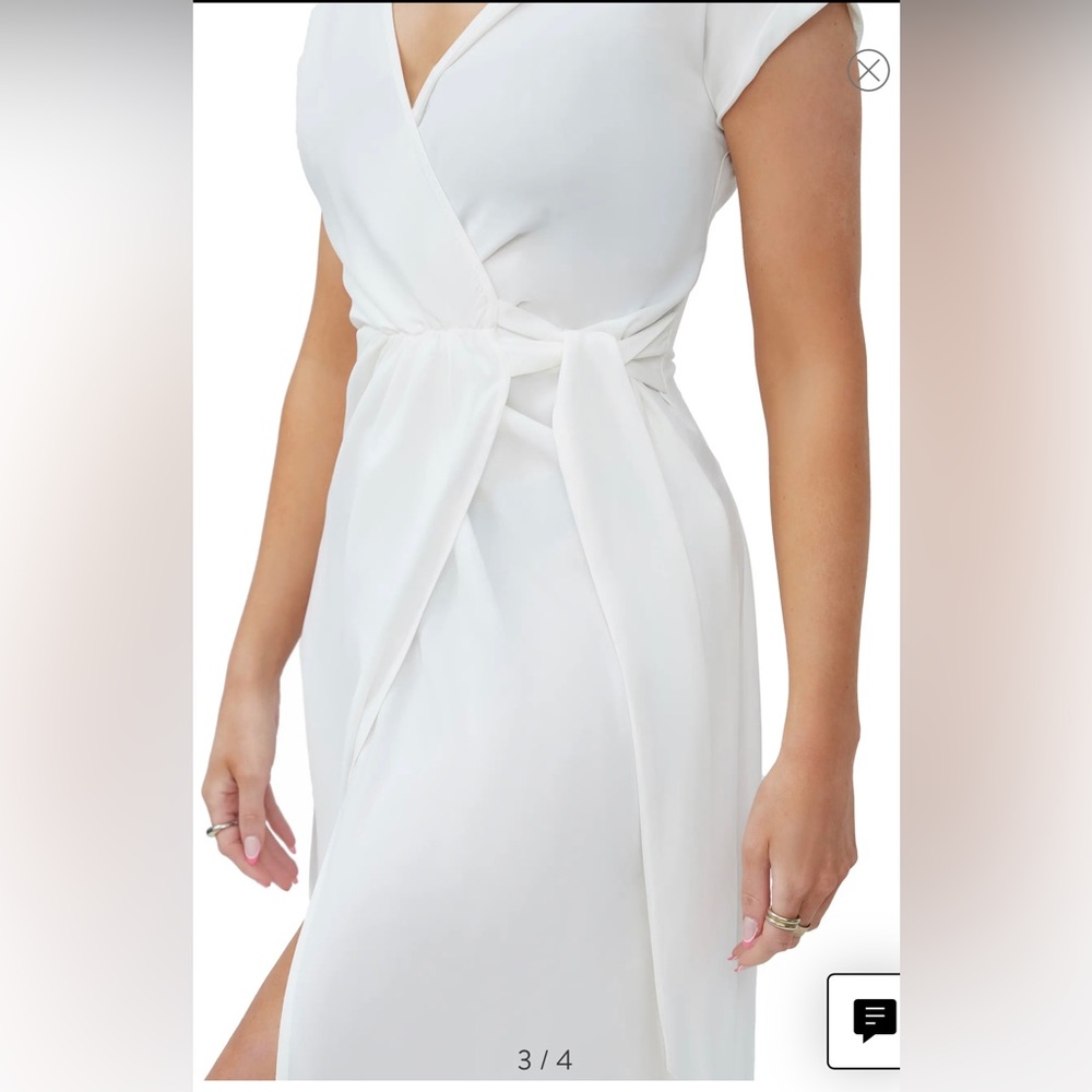 4TH & RECKLESS White Midi Wrap Dress Size Medium (8-10) NWT - Picture 3 of 13